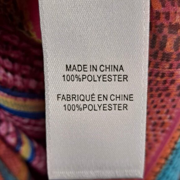 CeCe by Cynthia Steefe Sz 0 Multi Colored Striped Swimsuit Coverup Sheer Tassels - Picture 10 of 12